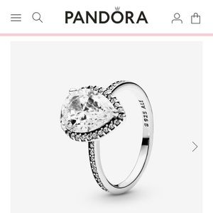 Pandora Sparkling Teardrop Halo Ring NWT Size 7